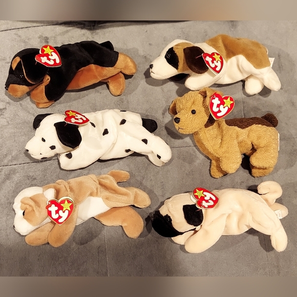 NWT TY TOYS BEANIE BABY 6 DOG BUNDLE ORIGINAL 1996 RETIRED VINTAGE COLLECTIBLES - Picture 1 of 11